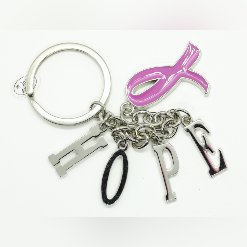 HOPE, Pink Ribbon keychain. Proceeds go towards breast cancer research.